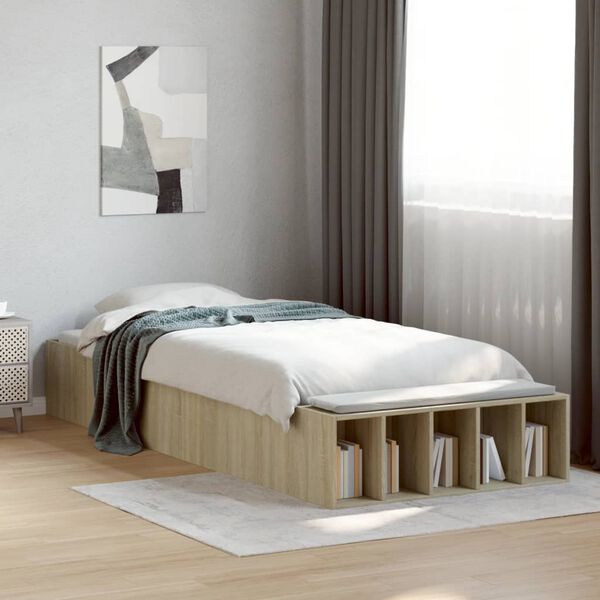 vidaXL Estructura de cama madera de ingenier&iacute;a roble Sonoma 90x200 cm