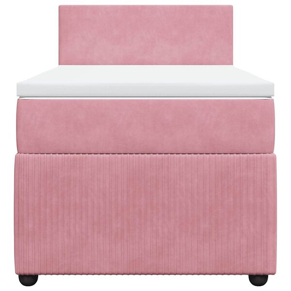 vidaXL Cama box spring con colch&oacute;n terciopelo rosa 100x200 cm