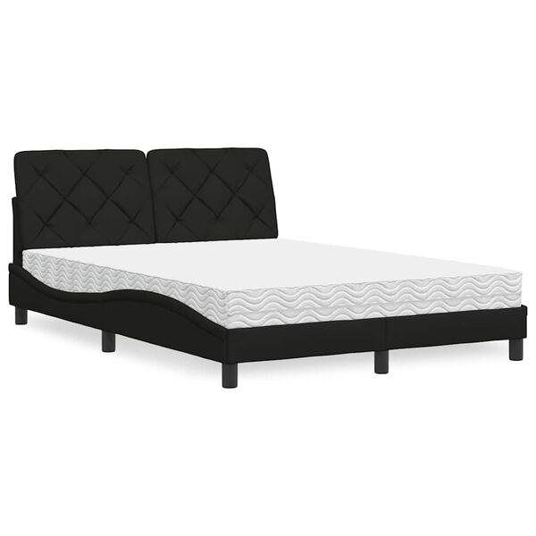 vidaXL Cama con colch&oacute;n tela negro 140x190 cm