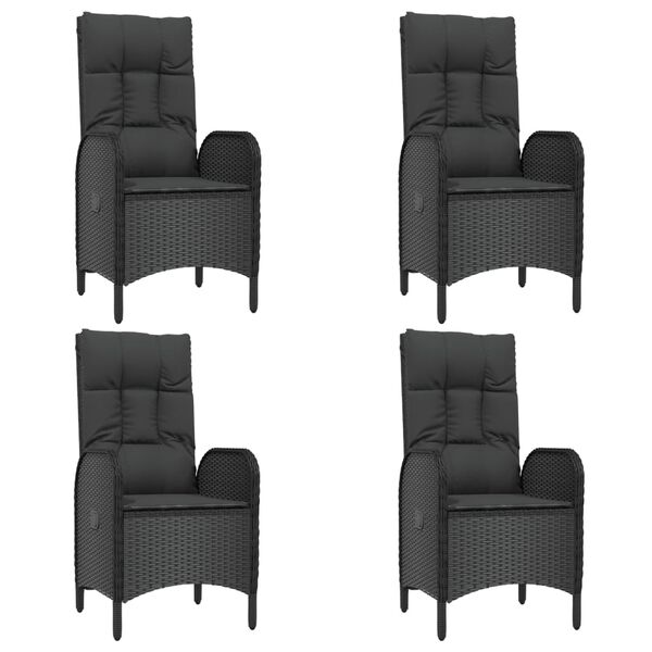 vidaXL Set de muebles jard&iacute;n 5 pzas con cojines rat&aacute;n sint&eacute;tico negro