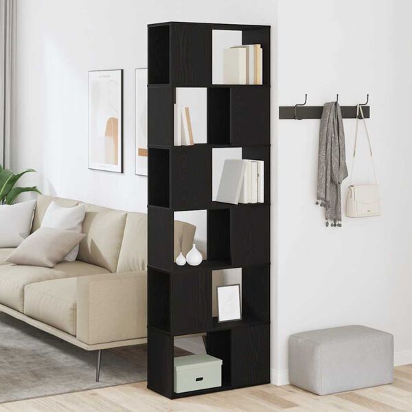 vidaXL Librer&iacute;a/Biblioteca biombo roble negro 60x24x186 cm