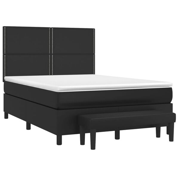 vidaXL Cama box spring con colch&oacute;n cuero sint&eacute;tico negro 140x190 cm