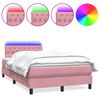 vidaXL Cama box spring con colch&oacute;n y LED terciopelo rosa 120x220 cm