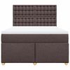 vidaXL Cama box spring con colch&oacute;n tela marr&oacute;n oscuro 140x190 cm
