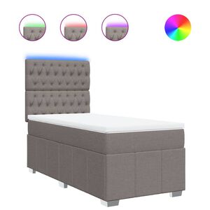 vidaXL Cama box spring con colch&oacute;n tela gris taupe 90x190 cm