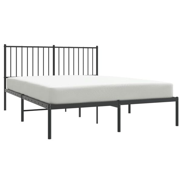vidaXL Estructura cama sin colch&oacute;n con cabecero metal negro 140x190 cm