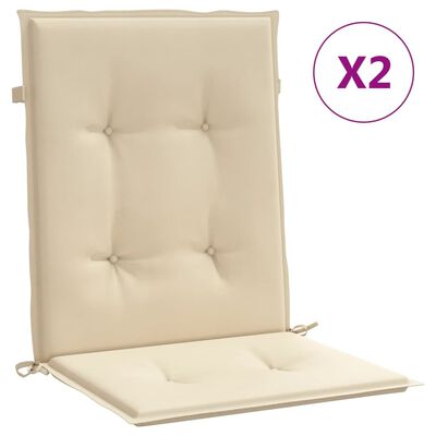 vidaXL Cojín de silla de jardín respaldo bajo 2 uds tela Oxford beige