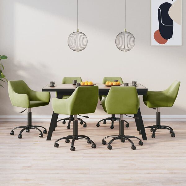 vidaXL Sillas de comedor giratorias 6 uds de terciopelo verde claro