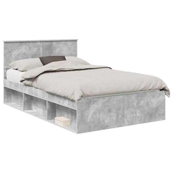 vidaXL Estructura de cama Concreto 120 x 190 cm Madera de pino macizo