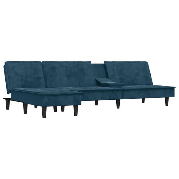 vidaXL Sof&aacute; cama en forma de L terciopelo verde oscuro 255x140x70 cm
