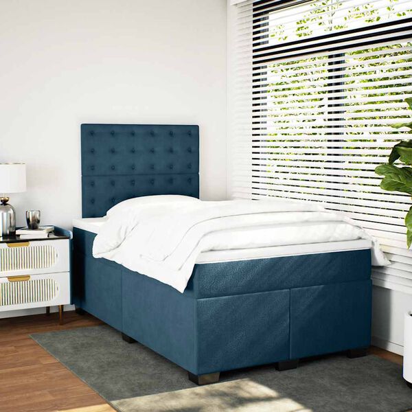vidaXL Cama box spring con colch&oacute;n terciopelo azul 120x190 cm