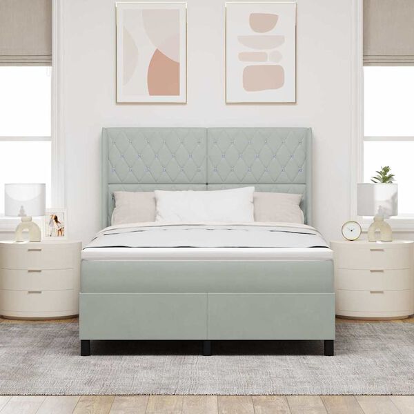 vidaXL Cama tipo Box Spring Gris Claro 160 x 200 cm Terciopelo