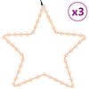 vidaXL Figuras estrellas Navidad con 48 LED 3 uds blanco c&aacute;lido 56cm