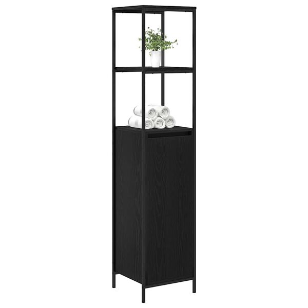 vidaXL Mueble de baño con estantes roble negro 36x35x165 cm