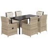 vidaXL Set comedor de jard&iacute;n 7 pzas con cojines rat&aacute;n sint&eacute;tico beige
