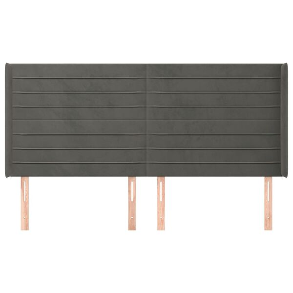 vidaXL Cabecero con orejas de terciopelo gris oscuro 183x16x118/128 cm