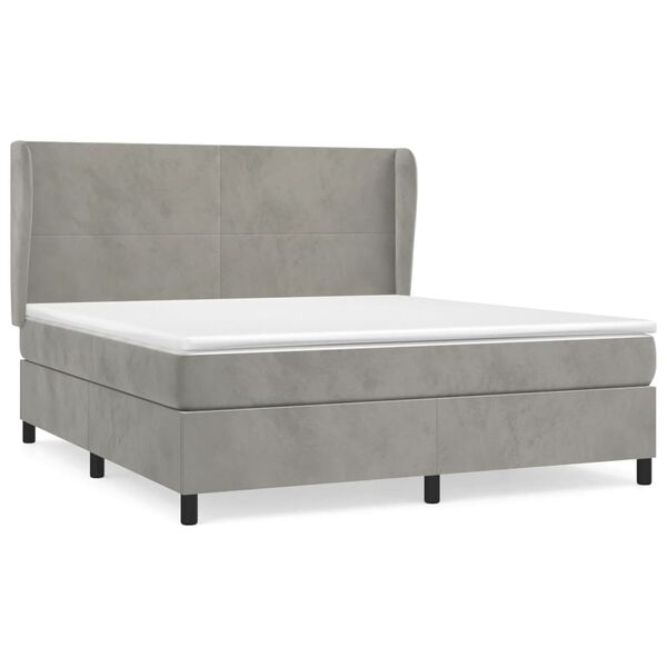 vidaXL Cama box spring con colch&oacute;n terciopelo gris claro 160x200 cm