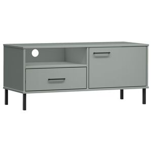vidaXL Mueble de TV con patas de metal OSLO madera maciza pino gris