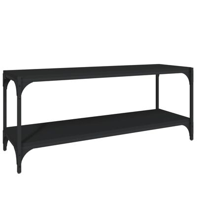 vidaXL Mueble para TV madera contrachapada y acero negro 100x33x41 cm