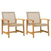 vidaXL Sillas de jard&iacute;n 2 uds madera de acacia y rat&aacute;n sint&eacute;tico beige