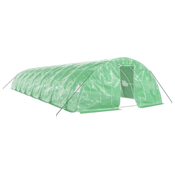 vidaXL Invernadero con estructura de acero verde 80 m&sup2; 16x5x2,3 m