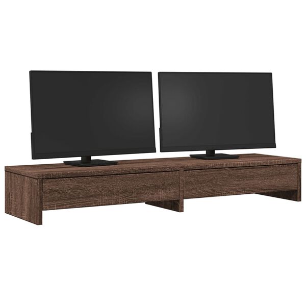 vidaXL Soporte de monitor con cajones madera marr&oacute;n roble 100x27x15 cm