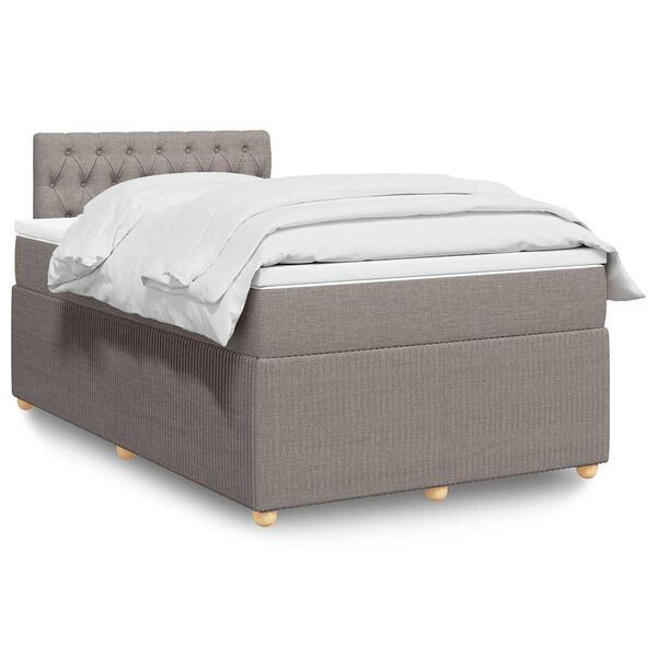 vidaXL Cama box spring con colch&oacute;n tela gris taupe 120x190 cm
