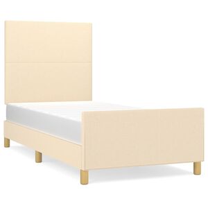 vidaXL Estructura de cama sin colch&oacute;n tela crema 100x200 cm