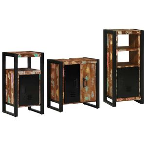 vidaXL Juego de muebles de ba&ntilde;o 3 pcs Madera s&oacute;lida recuperada