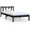 vidaXL Estructura de cama individual sin colch&oacute;n madera maciza negro