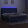 vidaXL Cama box spring colch&oacute;n y luces LED tela azul 200x200 cm