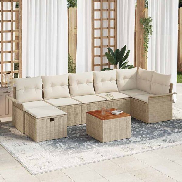 vidaXL Conjunto de sofá de jardín 8 pcs Beige ratán sintético