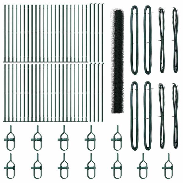 vidaXL Poste de Valla Verde 100 x 1,4 m (malla de 50 mm) Acero y PVC