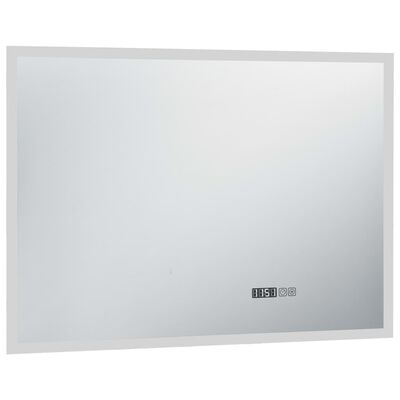 vidaXL Espejo de baño con LED, sensor táctil y reloj 100x60 cm