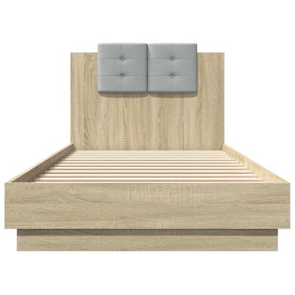 vidaXL Cama con cabecero madera de ingenier&iacute;a roble Sonoma 100x200 cm