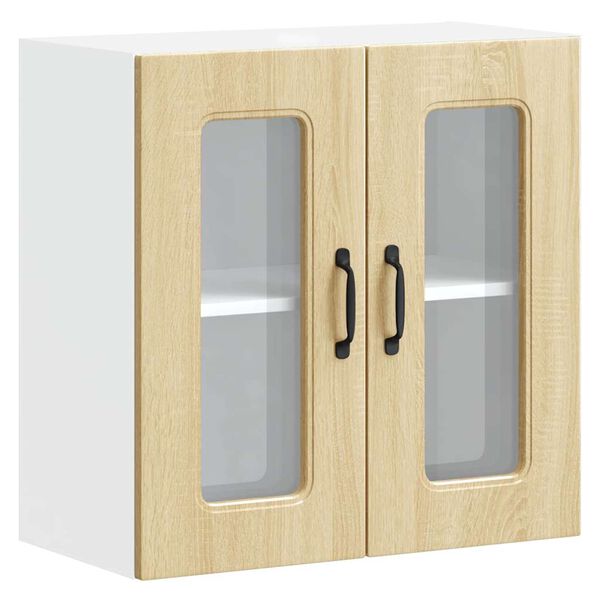 vidaXL Armario de cocina de pared con puerta de cristal "Kalmar" de, roble Sonoma, madera de ingenier&iacute;a