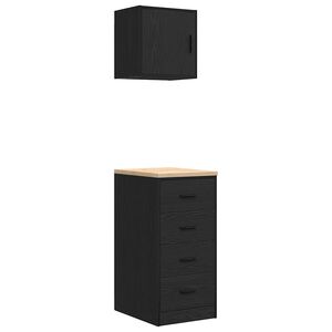 vidaXL Armarios 2 uds para garaje madera de ingenier&iacute;a negro