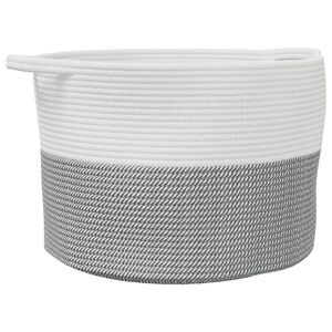 vidaXL Cesta para ropa sucia algod&oacute;n gris y blanco &Oslash;55x36 cm
