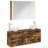 vidaXL Juego de muebles de ba&ntilde;o 4 uds. Roble Ahumado