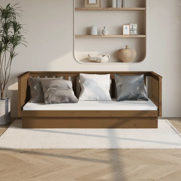vidaXL Sof&aacute; cama madera maciza de pino marr&oacute;n miel 100x200 cm