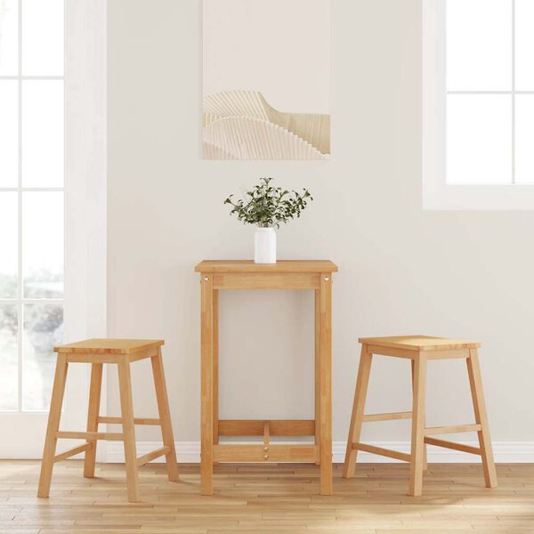 vidaXL Sillas de bar 2 uds madera maciza caucho