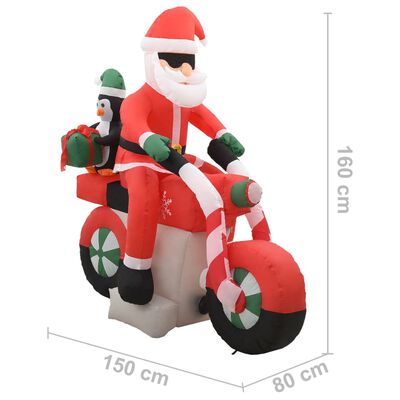 vidaXL Papá Noel inflable navideño en moto LED IP44 160 cm