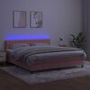 vidaXL Cama box spring colch&oacute;n y LED terciopelo rosa 160x200 cm