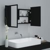 vidaXL Armario espejo de ba&ntilde;o con luz LED acr&iacute;lico negro 80x12x45 cm