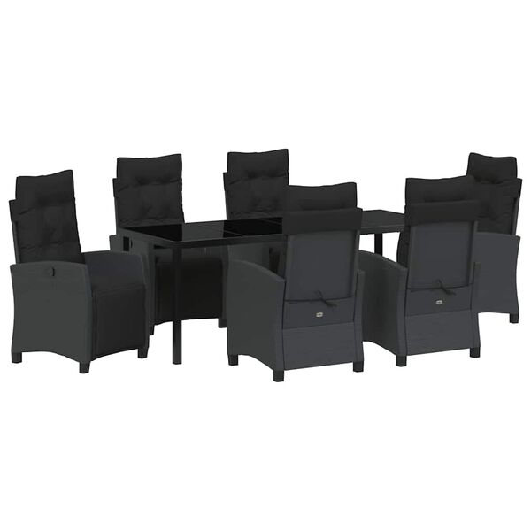 vidaXL Conjunto de Comedor de Jard&iacute;n 7 pcs Negro rat&aacute;n sint&eacute;tico