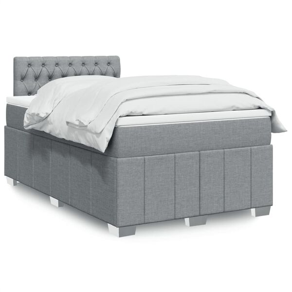 vidaXL Cama box spring con colch&oacute;n tela gris claro 120x190 cm