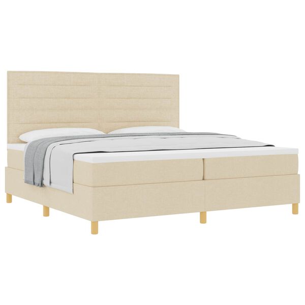 vidaXL Cama tipo Box Spring con colch&oacute;n Crema 200 x 200 cm tela