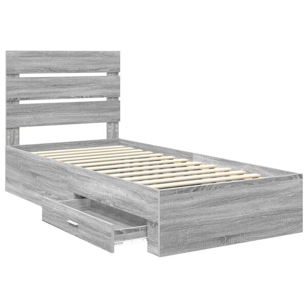 vidaXL Estructura de cama Gris Sonoma 90 x 200 cm Madera de ingenier&iacute;a