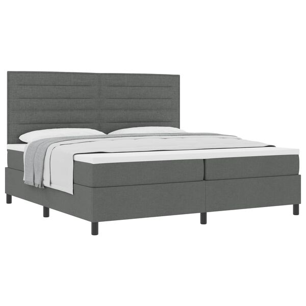 vidaXL Cama tipo Box Spring con colch&oacute;n Gris oscuro 200 x 200 cm tela
