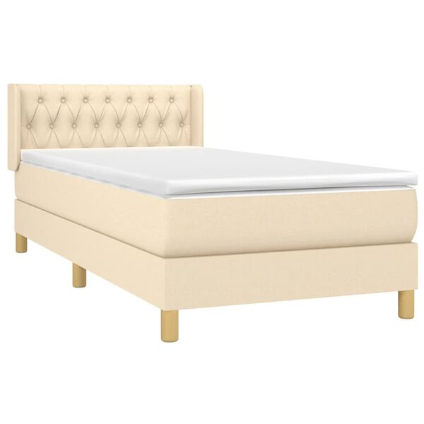 vidaXL Cama box spring con colch&oacute;n tela color crema 90x200 cm